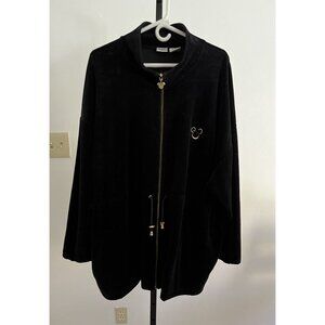 EUC Vintage Disney Catalog Black Zip Jacket  With Mickey Mouse Zipper Pull